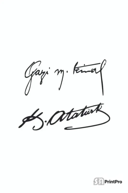 Gazi M.kemal Imza Sticker, Atatürk Ikili Imza, 15x6 Cm, Oto Arma,