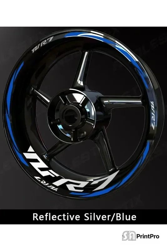 Yamaha R7 Jant Şeridi Mavi Reflektif Sticker Jant Etiket - Motosiklet Reflektif Sticker SA Printpro