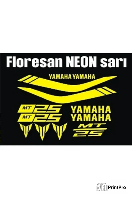 Neon Sarı Yamaha MT25 Depo Reflektif Sticker Seti - Motosiklet Reflektif Sticker SA Printpro